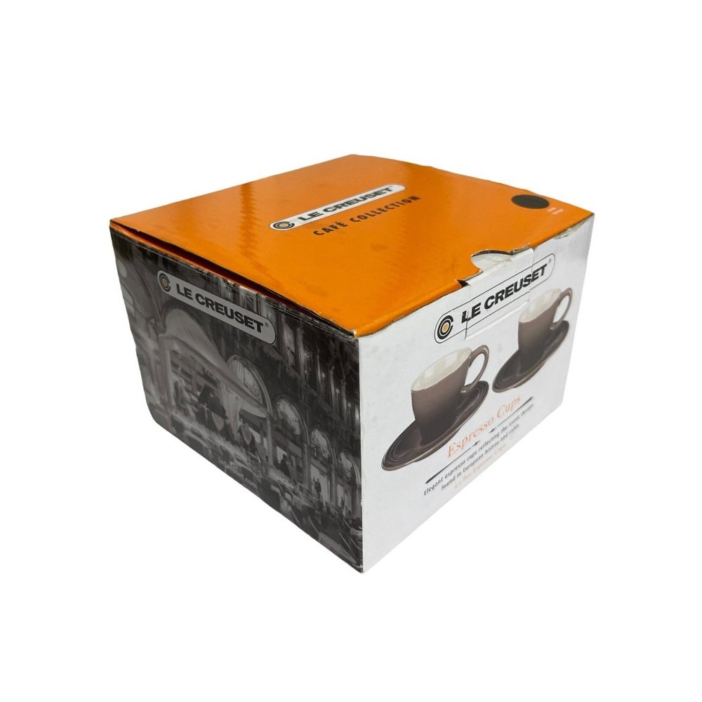 New Le Creuset Cafe Collection Espresso Cups 2 OZ With Saucers Brown Ombre NIB - Picture 5 of 6